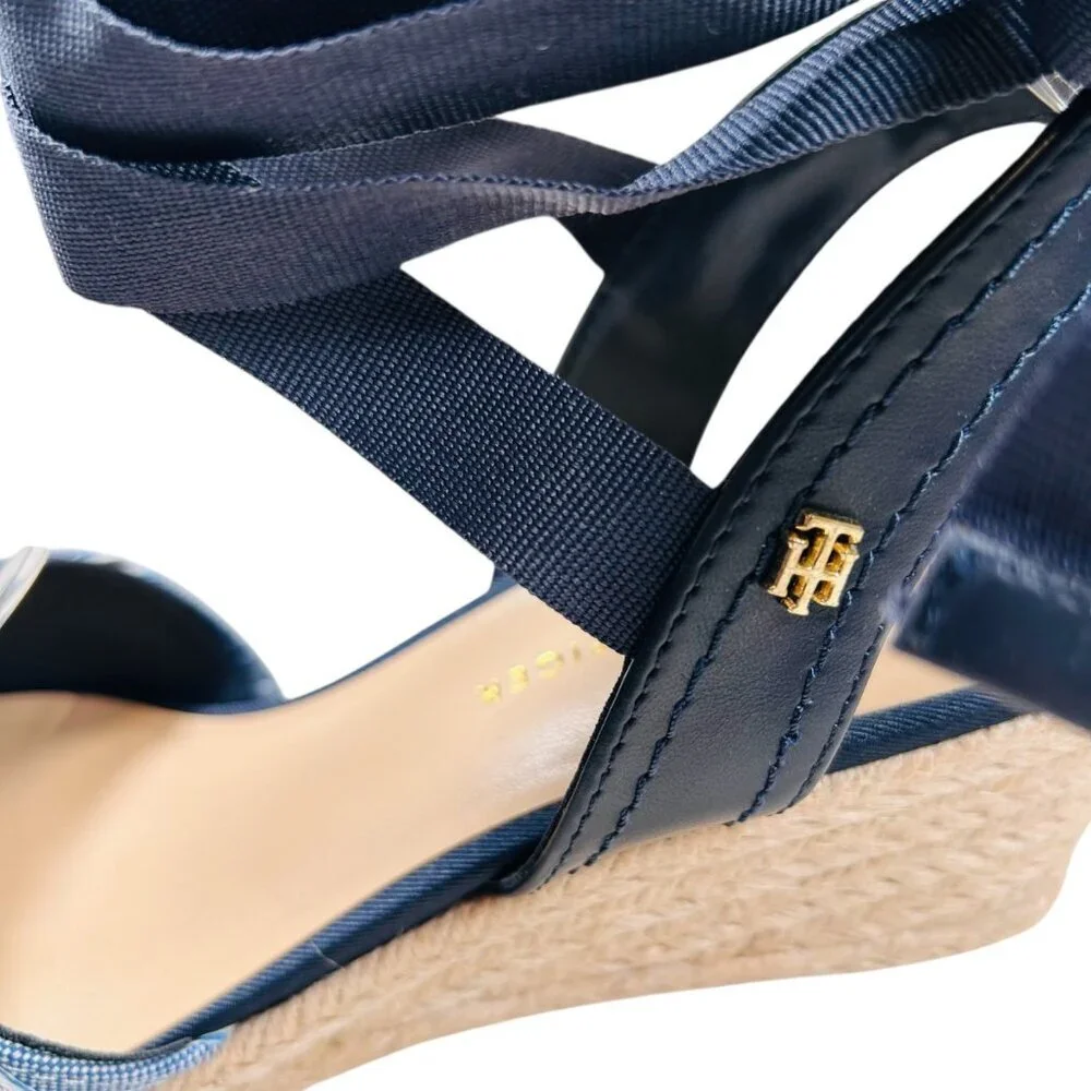 Tommy Hilfiger 8.5 Espadrille Striped Jute Heel Resortwear Coastal Wrap